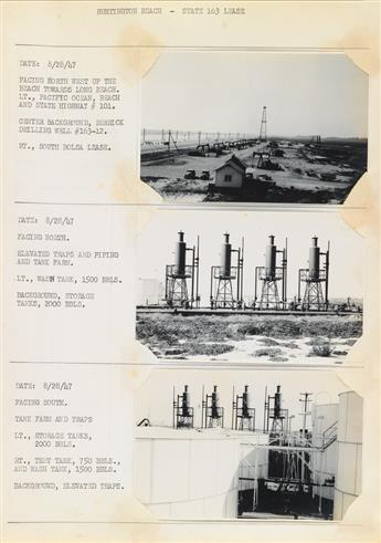 (CALIFORNIA OIL INDUSTRY) Album with approximately 290 photographs depicting oil drilling operations leased by the Signal Oil and Gas C